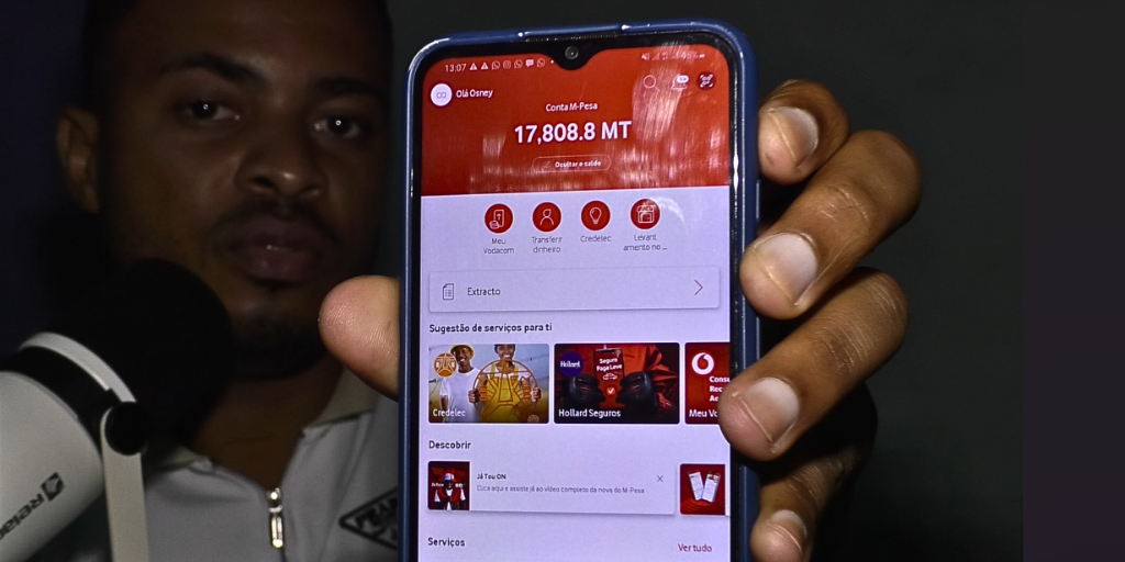 Saldo M-Pesa apresentado por um participante